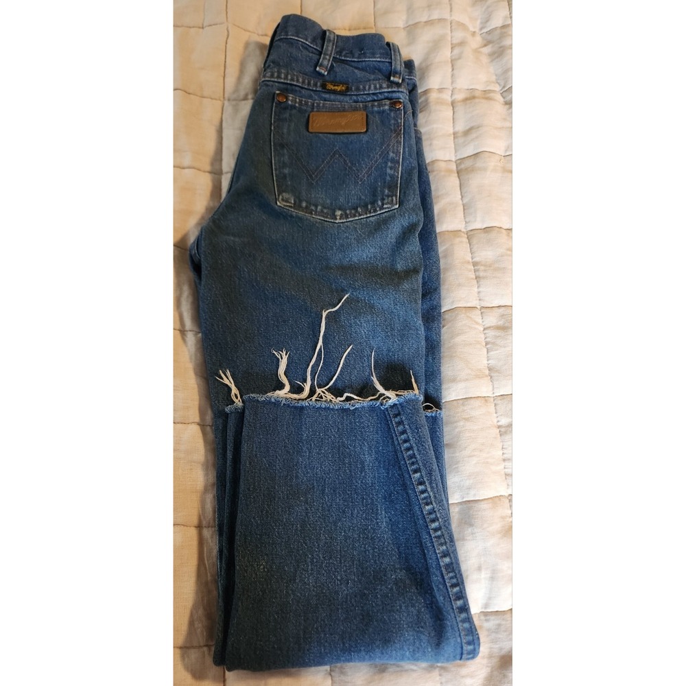 Vintage Wrangler Jeans 29 Blue Distressed Slim Cowboy Cut Western